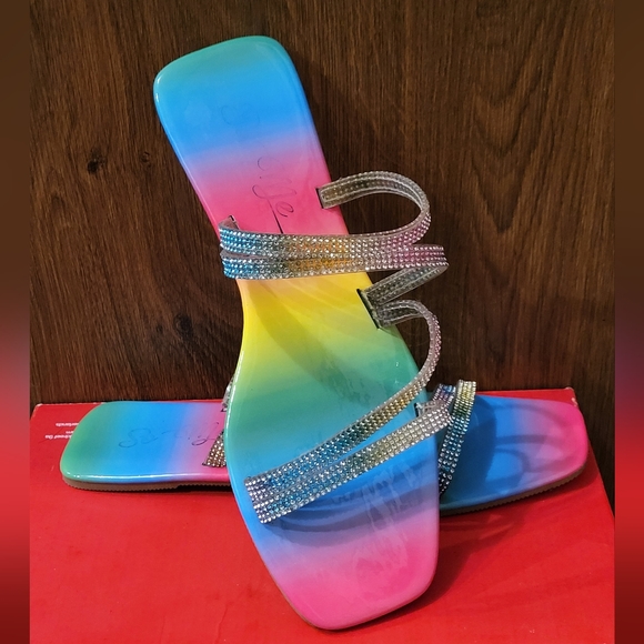 3 PAIRS! 3 PAIRS! Women's Sandals- Pink/Multicolor and Black Flats - Sandals - Picture 6 of 10